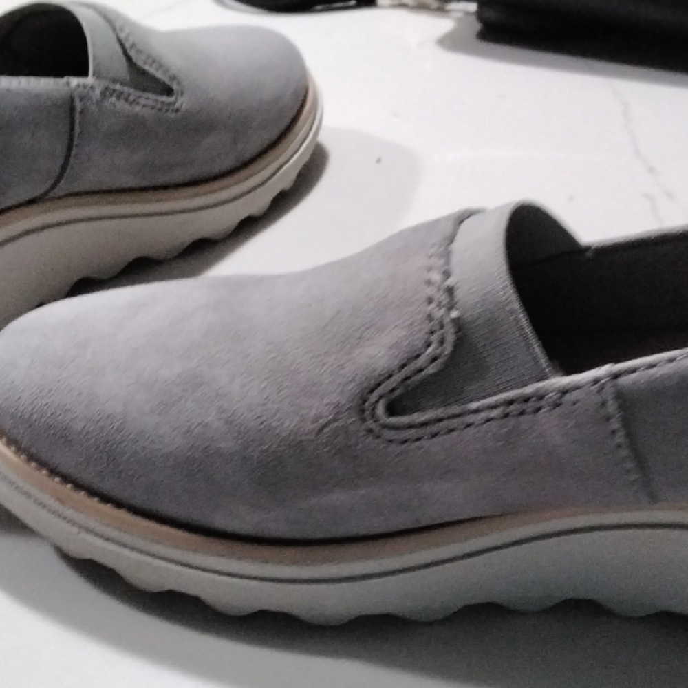 Clarks Women's Gray Slip-On Loafers